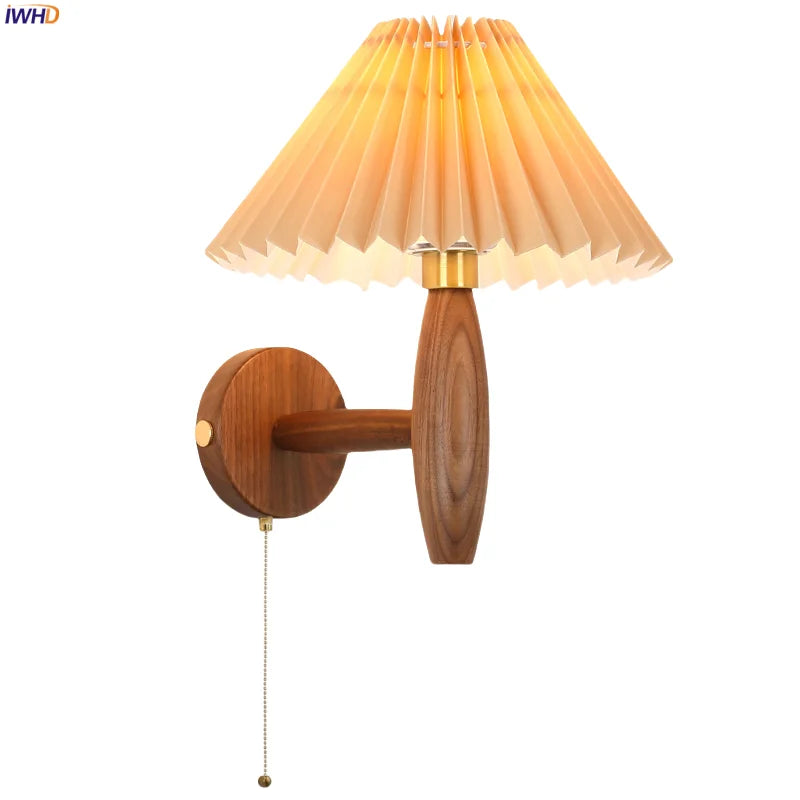 ™ Khaki PVC LED Wall Light | Loft Living Room Decor | Vintage Walnut Wood Design