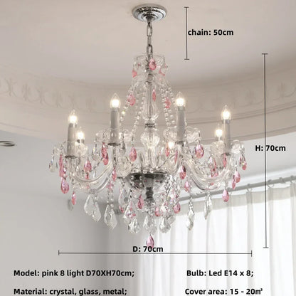 DecorBites™ Blue Crystal Chandelier: Luxury E14 Pendant Lights for Living Room and Bedroom