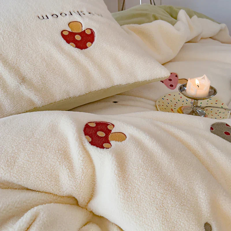 DecorBites™ Embroidered Cashmere Winter Duvet Set | Queen Size Warm Bedding & Blanket Cover