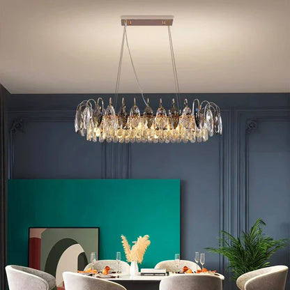 DecorBites™ Crystal Chandelier: Elegant Living Room & Bedroom Pendant Light