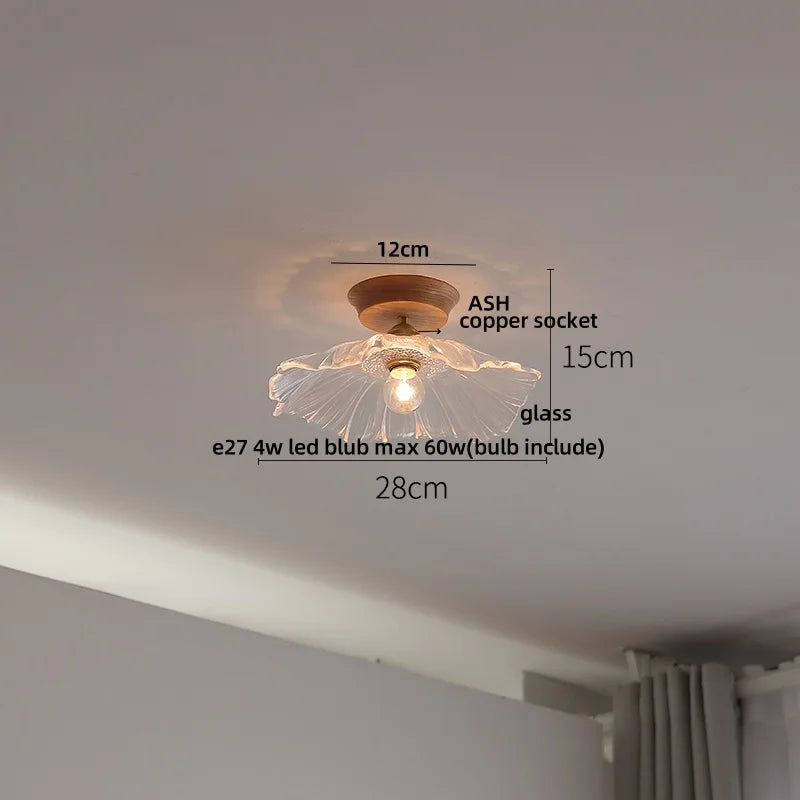 DecorBites™ Lotus Glass LED Ceiling Light with Copper Base - Modern Nordic Design