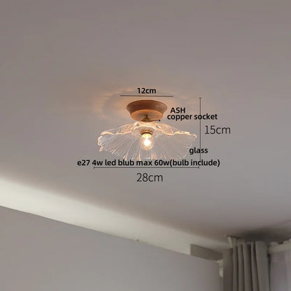 DecorBites™ Lotus Glass LED Ceiling Light with Copper Base - Modern Nordic Design