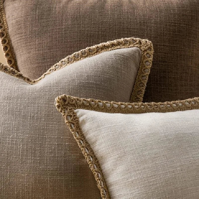 DecorBites™ Linen Square Throw Pillow Covers Set - Home Decor for Sofa, Couch, Bed