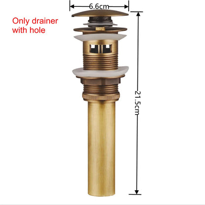 DecorBites™ Brass Pop Up Drain for Bathroom Lavatory Sink - Water Drainer