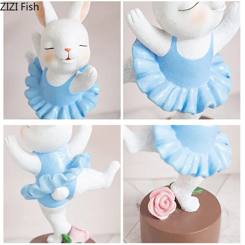 DecorBites™ Ballet Rabbit Dancer Sculpture - Cute Ballerina Statue for Modern Desk Decor