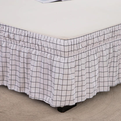 DecorBites™ Elastic Band Diamond Lattice Ruffled Bed Skirt for Queen Size Mattress