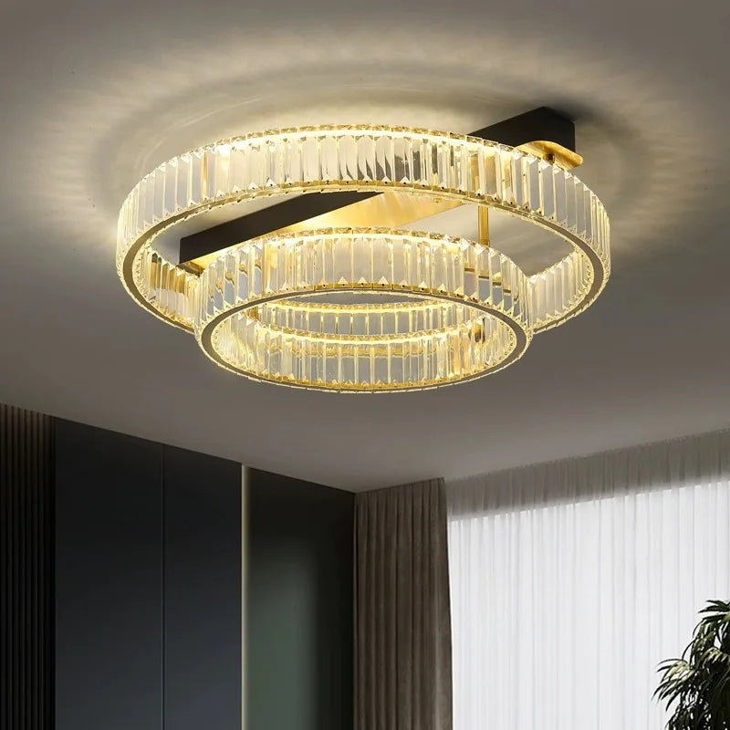 ™ Gold Crystal Copper Ceiling Lamps LED Modern Home Room Decor Lighting