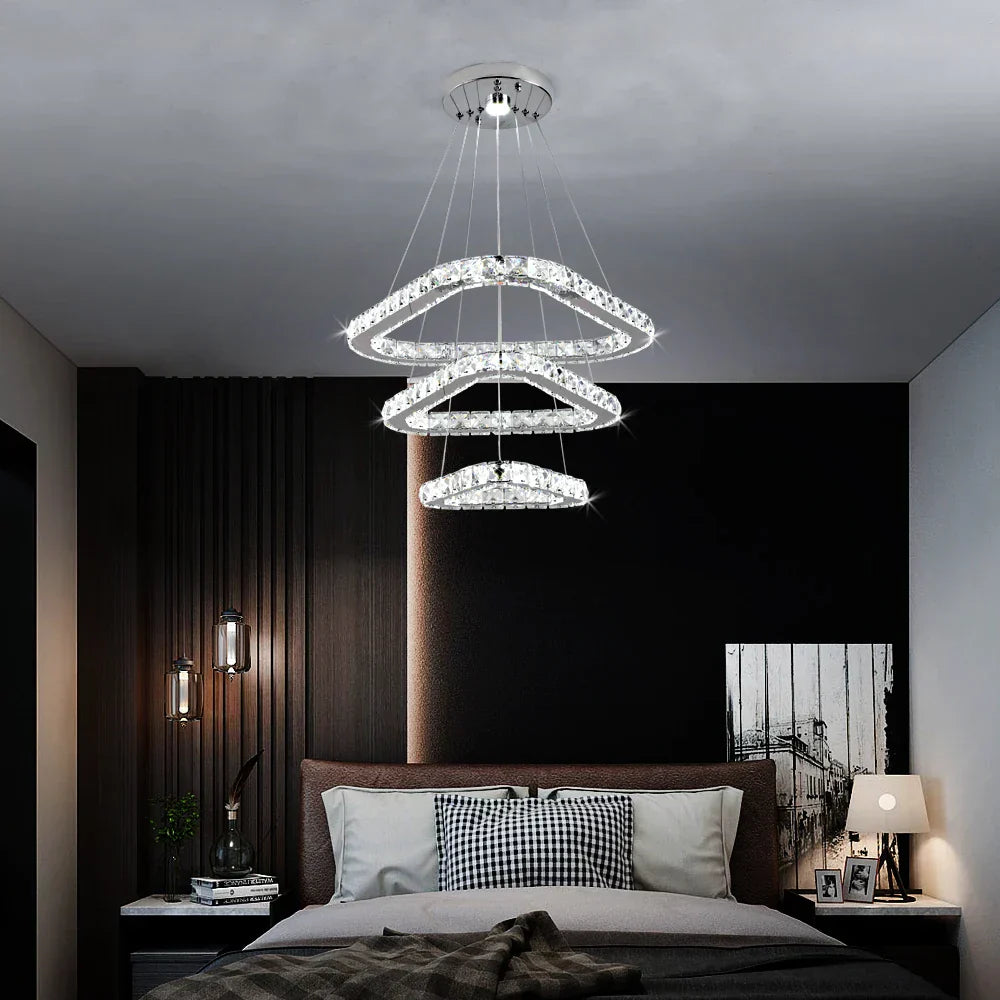 DecorBites™ Crystal LED Pendant Chandelier, Modern Nordic Ceiling Lamp for Living and Dining Room