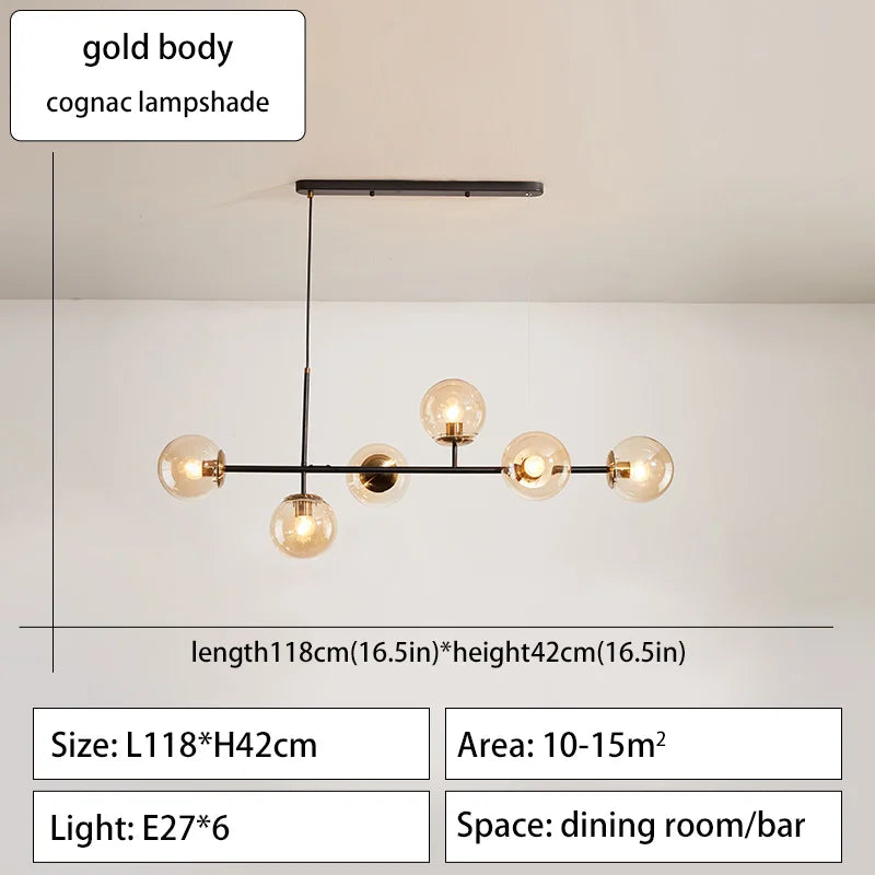 DecorBites™ Glass Ball Ceiling Chandelier for Kitchen Dining Living Room