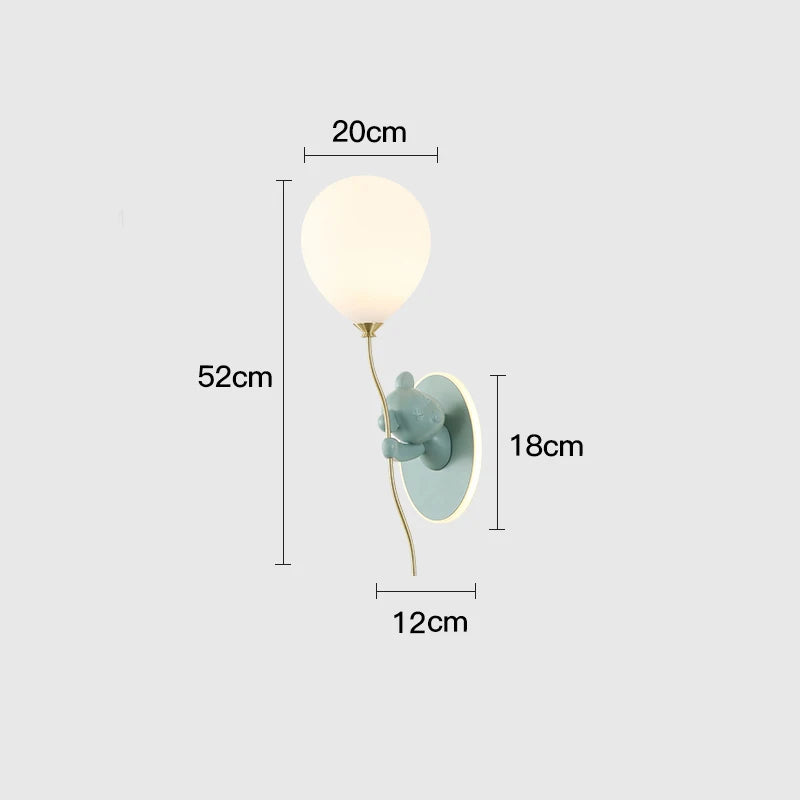 DecorBites™ Bear Balloon Wall Light: Kawaii Cartoon Lamp for Children's Room & Bedroom