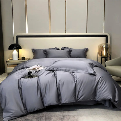 DecorBites™ Egyptian Cotton Bedding Set - Solid Color Sheet Pillowcase Duvet Cover