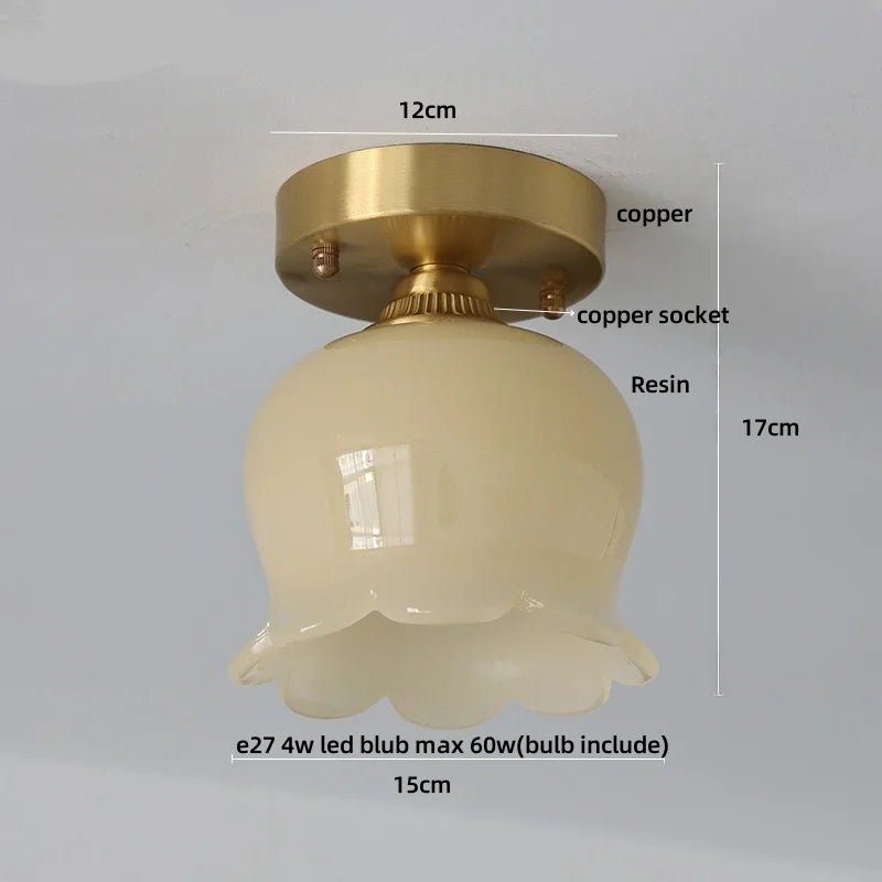 DecorBites™ Blue Flower Glass LED Ceiling Light | Nordic Modern Flush Mount Lamp