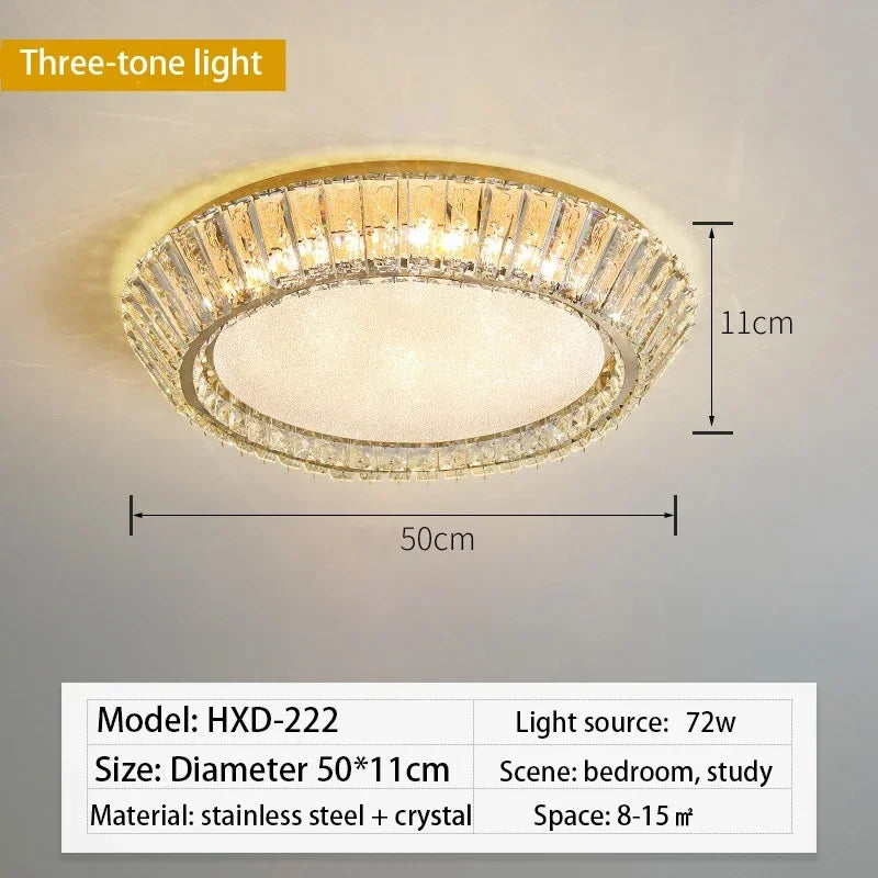 ™ Gold Crystal Glass LED Ceiling Light for Dining Living Room