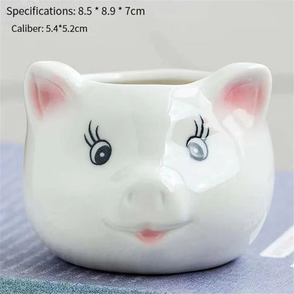 DecorBites™ Animal Cartoon Ceramic Flowerpot for Nursery Planting - Cute Rabbit Elephant Sheep Octopus