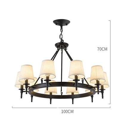 DecorBites™ Country Retro Chandelier Fabric Lampshade Ceiling Pendant Light for Home Indoor Decor