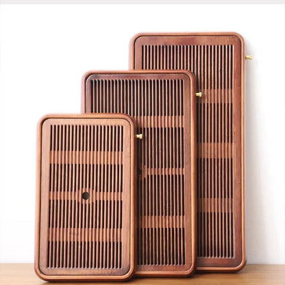 DecorBites™ Bamboo Tea Tray Dual Purpose Kung Fu Tea Set Water Storage Tea Board