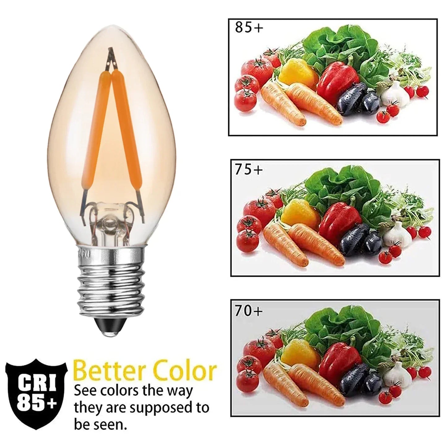 DecorBites™ 1W LED Filament Edison Candle Light Bulb 2200K Dimmable Gold Glass