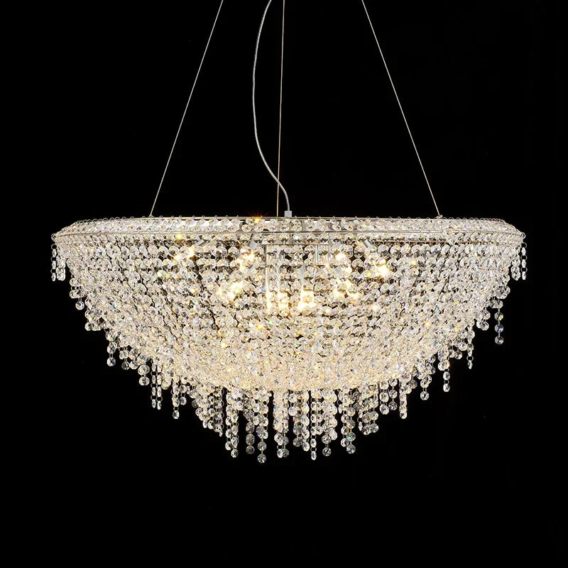 DecorBites™ Crystal Chandelier: Modern Luxury LED Pendant Light for Living Dining Room