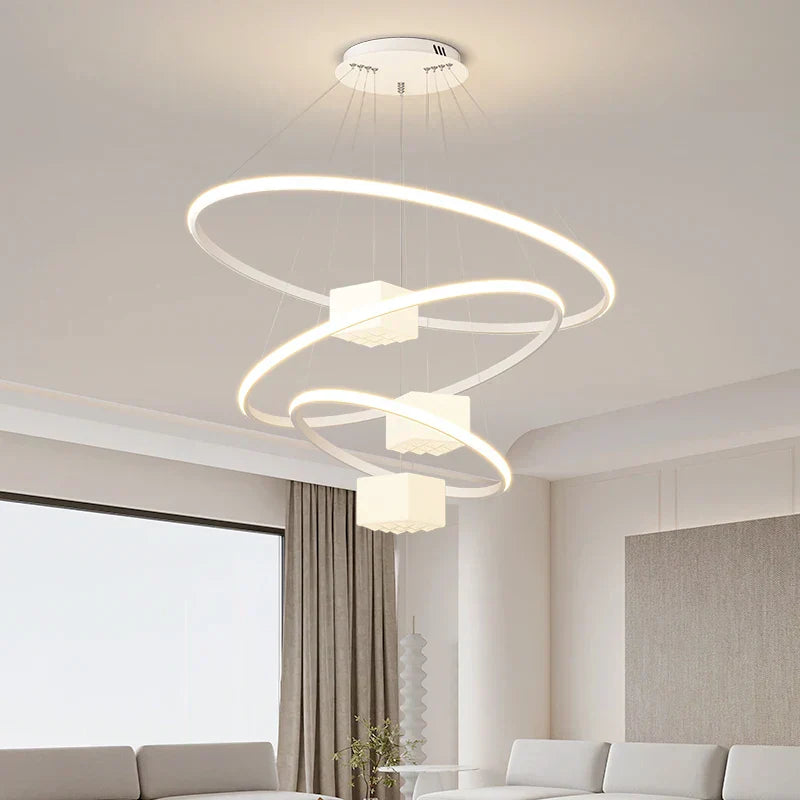 ™ LED Chandelier: Modern Living Room Kitchen Hanging Light, White Indoor Lighting Fixture