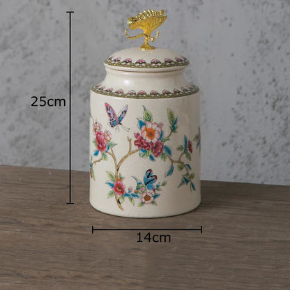 DecorBites™ Dragonfly Lid Storage Jar - Round Cosmetic Jewelry Box Candy Pot Aroma Can