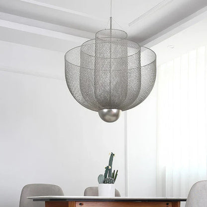 DecorBites™ Grid Meshmatics Dimmable LED Chandelier Pendant - Modern Metal Design
