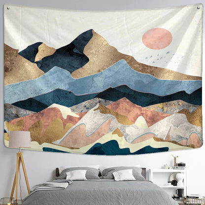 Abstract Mountains Oil Painting Tapestry Wall Hanging for Boho Witchcraft Aesthetics Room Decor by DecorBites™