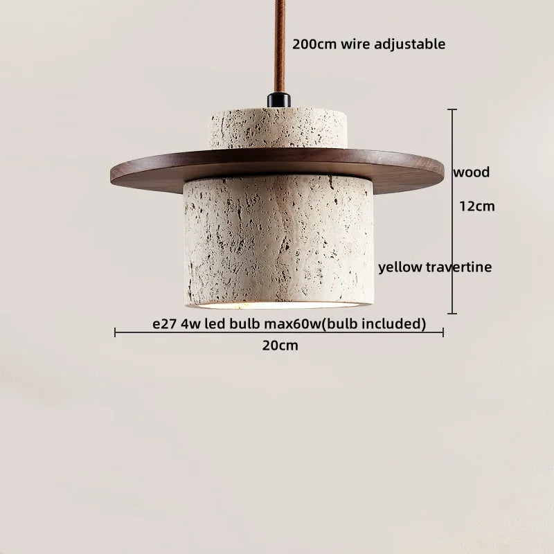 DecorBites™ LED Hanging Lamp: Yellow Travertine Japanese Style Pendant Light for Home Decoration