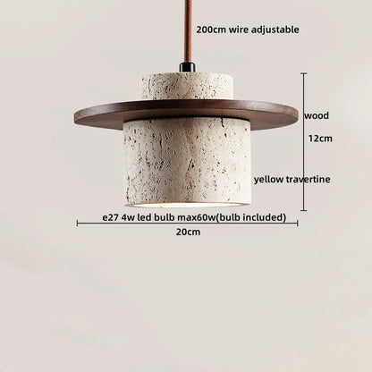 DecorBites™ LED Hanging Lamp: Yellow Travertine Japanese Style Pendant Light for Home Decoration