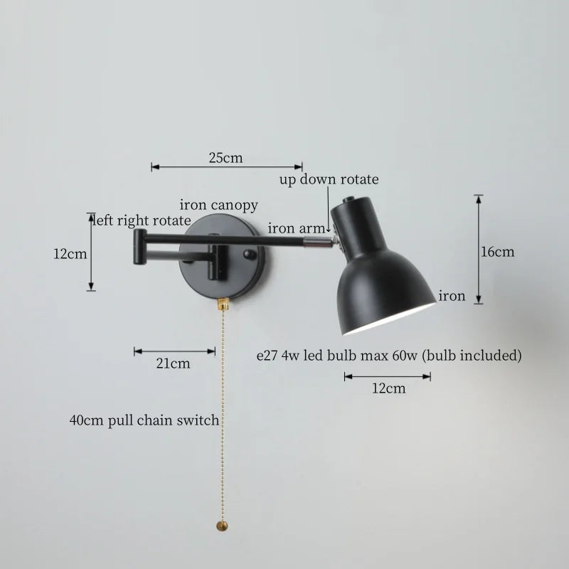 DecorBites™ Black Iron LED Wall Sconce for Home Decor - Modern Nordic Style