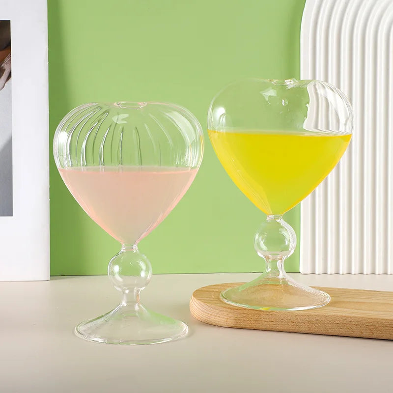™ Heart Shaped Glass Mug Set for Couples - Cocktail, Tea, Coffee, Beer Glassware Drinkware