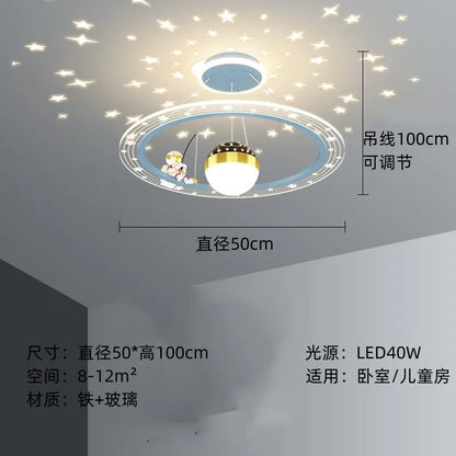 DecorBites™ Astronaut LED Chandeliers: Remote-controlled Ceiling Pendant for Children's Room, Boy's Study, Nursery