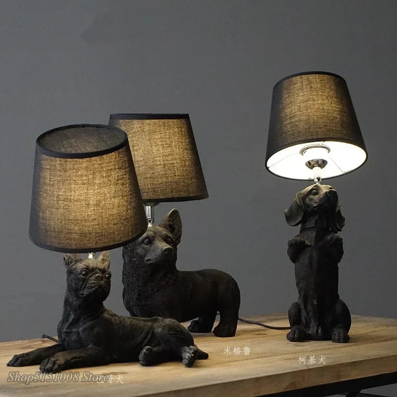 DecorBites™ Black/White Puppy Dogs Table Lamps for Home Decor Lighting