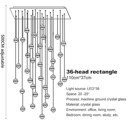 DecorBites™ Crystal Ball LED Chandelier for Modern Living Room & Bedroom décor