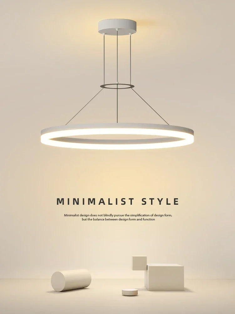 DecorBites™ Black Ring LED Pendant Chandelier for Living Room, Bedroom, Kitchen - Modern Minimalist Lighting