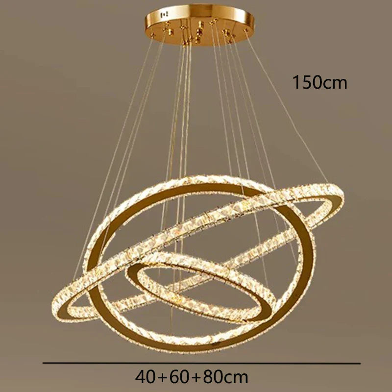DecorBites™ Crystal Chandelier Stair Pendant Lamp Living Room Lighting