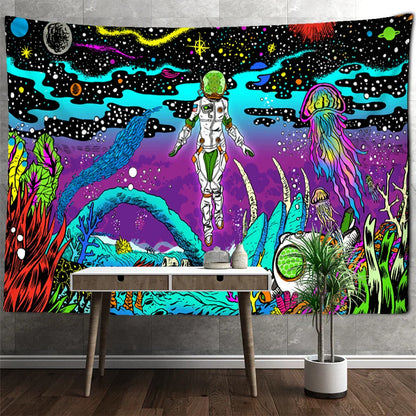 ™ Jellyfish Underwater Tapestry: Psychedelic Alien Art for Home Decor