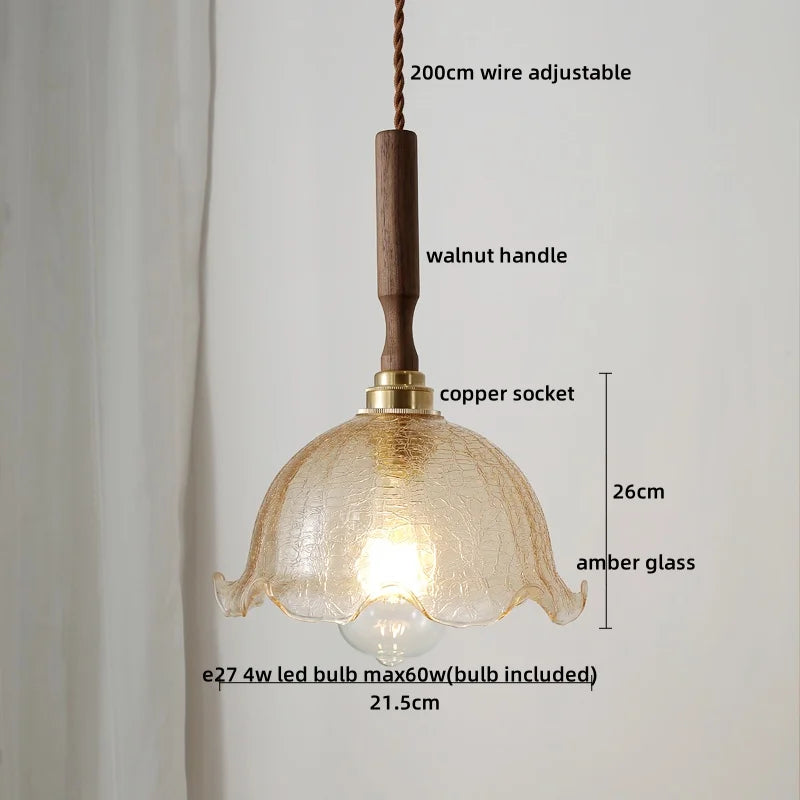 DecorBites™ Ceramic Walnut Copper LED Pendant Light Chandelier for Bedroom Living Room