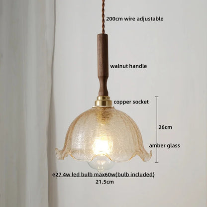 DecorBites™ Ceramic Walnut Copper LED Pendant Light Chandelier for Bedroom Living Room