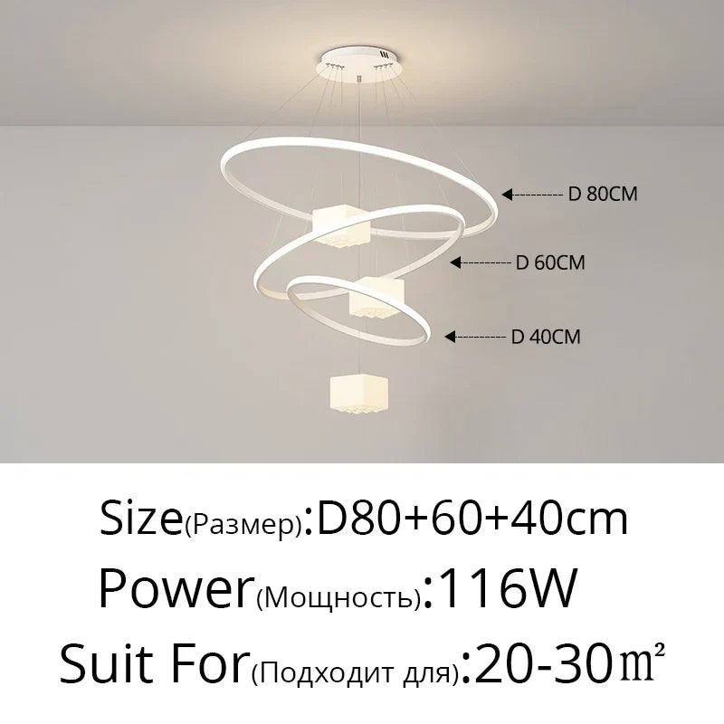 DecorBites™ LED Chandelier: Modern Living Room Kitchen Hanging Light, White Indoor Lighting Fixture