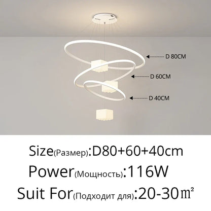 DecorBites™ LED Chandelier: Modern Living Room Kitchen Hanging Light, White Indoor Lighting Fixture