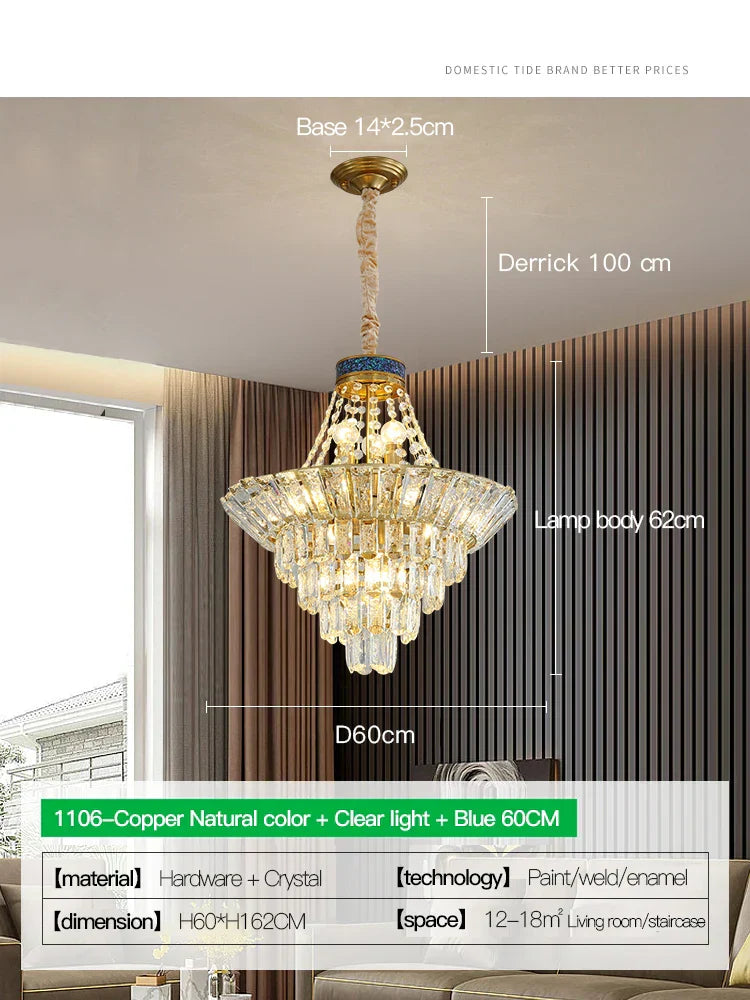 DecorBites™ Crystal Chandelier: Luxury Living Room Lighting in Modern European Style for Villa