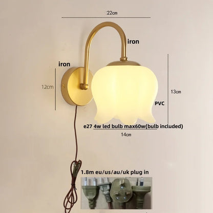 DecorBites™ Iron LED Wall Sconce Pull Chain Switch Stair Light Fixture for Study Hallway