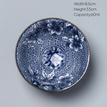 DecorBites™ Ceramic Kung Fu Tea Cup, Japanese Style Porcelain Espresso Coffee Cup