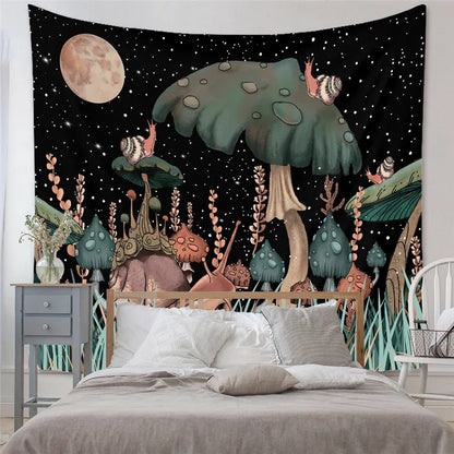 DecorBites™ Astrology Chart Tarot Tapestry Wheel Sun Moon Tree Mushroom Wall Hanging