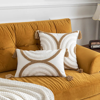 DecorBites™ Boho Tufted Geometric Cotton Canvas Pillow Covers