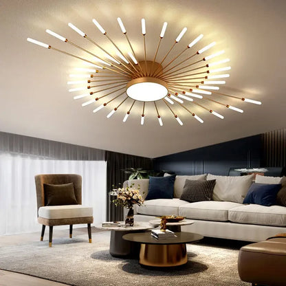 DecorBites™ Black Gold LED Chandelier: Modern Ceiling Pendant Lights for Home Living Room, Bedroom, Kitchen