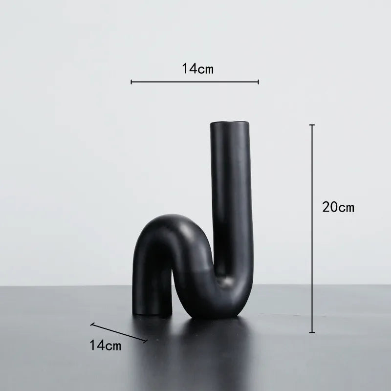 DecorBites™ Black Pipe Geometric Resin Twist Knot Figurine - Home Decor Accessory