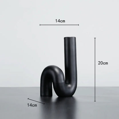 DecorBites™ Black Pipe Geometric Resin Twist Knot Figurine - Home Decor Accessory