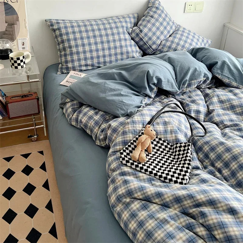 ™ Japanese Style Cotton Printed 4Pcs Bedding Set with Double-Sided Design