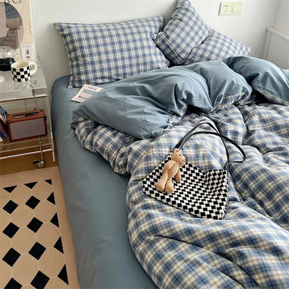 ™ Japanese Style Cotton Printed 4Pcs Bedding Set with Double-Sided Design